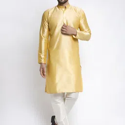 Jompers Men Gold-Toned Dupion Silk Kurta with Pyjamas-picture-36