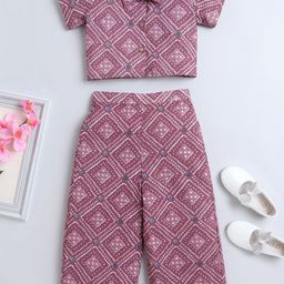 The Magic Wand Girls Shirt Collar Short Sleeves Printed Top with Pyjamas-picture-34