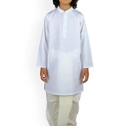 Sethukrishna Boys White Solid Pure Cotton Kurta With Dhoti Pant-picture-44