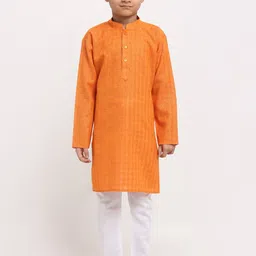 KRAFT INDIA Boys Orange Regular Pure Cotton Kurta with Pyjamas-14