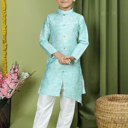 TABARD Boys Geometric Printed Regular Pure Cotton Kurta with Pyjamas-16