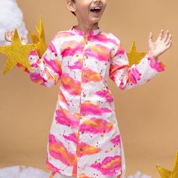 Little Shiro Be Your Own Sunshine Boys Printed Pure Cotton Kurta with Pyjamas-15