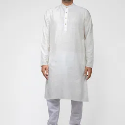 TATTVA Men White Pure Cotton Straight Kurta with Pyjamas-picture-16