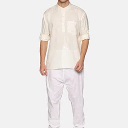 Sethukrishna Men Beige Regular Pure Cotton Kurta with Pyjamas-picture-7