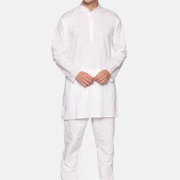 Sethukrishna Men White Regular Pure Cotton Kurta with Pyjamas-image-19