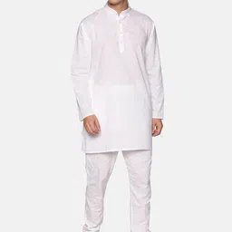 Sethukrishna Men White Regular Pure Cotton Kurta with Pyjamas-image-18