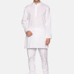 Sethukrishna Men White Regular Pure Cotton Kurta with Pyjamas-image-17