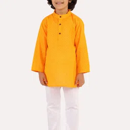 Superminis Boys Yellow Regular Pure Cotton Kurta with Pyjamas-image-73