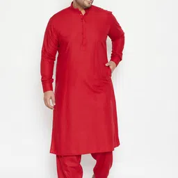 VASTRAMAY Men Maroon Kurta with Pyjamas-image-18