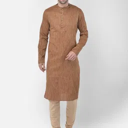 TABARD Men Brown Cotton Printed Kurta With Churidar-image-18
