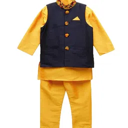 A T U N Boys Yellow Kurta with Pyjamas-picture-12