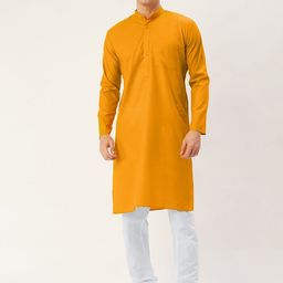 Jompers Men Mustard Yellow Cotton Kurta with Pyjamas-26