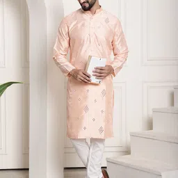 SOJANYA Mandarin Collar Regular Mirror Work Kurta with Pyjamas-picture-1
