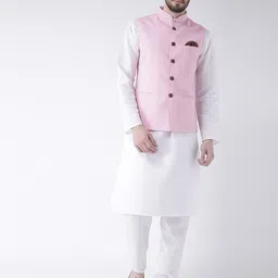 Hangup Men Long Sleeves Straight Kurta with Pyjamas & With Nehru jacket-picture-36
