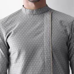 KISAH Men Grey Regular Kurta with Pyjamas image 2