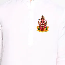 DEVOILER Ethnic Motifs Printed Band Collar Long Sleeve Regular Kurta With Pyjama image 2