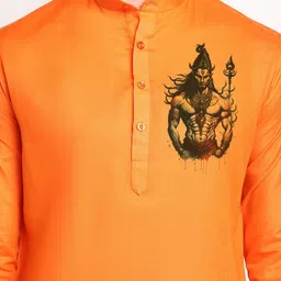 DEVOILER Ethnic Motifs Printed Band Collar Long Sleeve Regular Kurta With Pyjama image 2