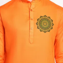 DEVOILER Ethnic Motifs Printed Band Collar Regular Kurta With Pyjamas image 2