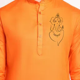 DEVOILER Ganesh Printed Band Collar Straight Kurta With Pyjama image 2