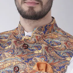 Hangup Men Mandarin Collar Kurta with Pyjamas & Nehru Jacket image 3
