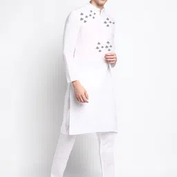 DEVOILER Ethnic Motifs Printed Mandarin Collar Regular Kurta With Pyjamas image 3