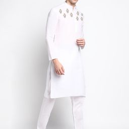 DEVOILER Ethnic Motifs Printed Mandarin Collar Regular Kurta With Pyjamas image 3