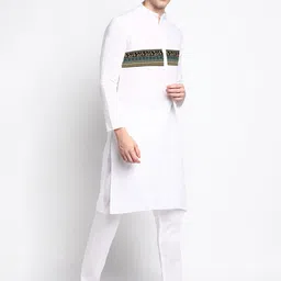 DEVOILER Ethnic Motifs Printed Mandarin Collar Regular Kurta With Pyjamas image 3