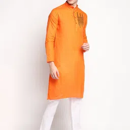 DEVOILER Ethnic Motifs Printed Mandarin Collar Regular Kurta with Pyjamas image 3