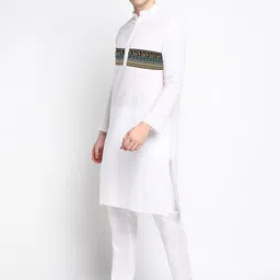 DEVOILER Ethnic Motifs Printed Mandarin Collar Regular Kurta With Pyjamas image 4