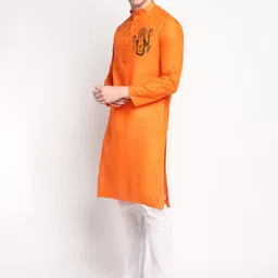 DEVOILER Ethnic Motifs Printed Mandarin Collar Regular Kurta with Pyjamas image 4