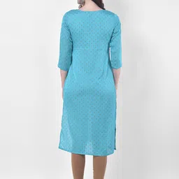 Span Ethnic Motifs Printed Thread Work Silk Cotton Kurta image 5