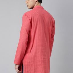TATTVA Men Fuchsia Thread Work Kurta image 4