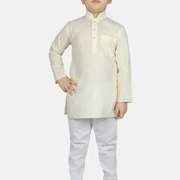 SG YUVRAJ Boys Cream-Coloured Thread Work Kurta image 4