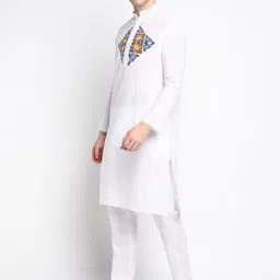 DEVOILER Ethnic Motifs Printed Band Collar Kurta With Pyjamas image 5