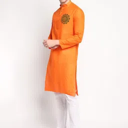 DEVOILER Ethnic Motifs Printed Band Collar Regular Kurta With Pyjamas image 5