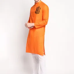 DEVOILER Ethnic Motifs Printed Band Collar Regular Kurta With Pyjamas image 5