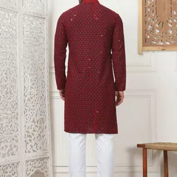 Anouk Men Embroidered Regular Sequinned Kurta with Pyjamas image 5