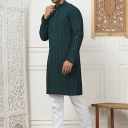 Anouk Men Embroidered Regular Sequinned Kurta with Pyjamas image 5