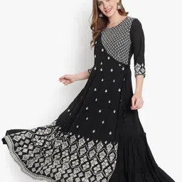 heemara Women Black Ethnic Motifs Georgette Anarkali Kurta-image-16