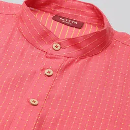 TATTVA Men Fuchsia Thread Work Kurta image 2
