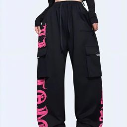Women Printed Black Track Pants-image-88
