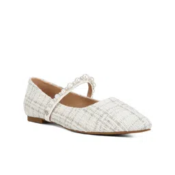 London Rag Mowie Tweed Textured Embellished Ballerinas-25