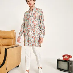 Project Bandi Floral Printed Mandarin Collar Kurta with Pyjamas Set-61