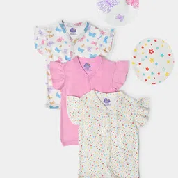 MiArcus Infant Girls Pack Of 3 Printed Cotton Jhablas Vest-image-34