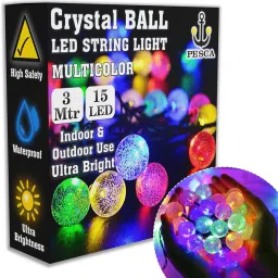 15 LEDs 3 m Multicolor Flickering, Color Changing Ball Rice Lights-picture-24