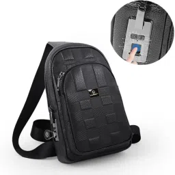Black Men & Women Sling Bag Traveler's Shield With Advance fingerprint Sensor-37