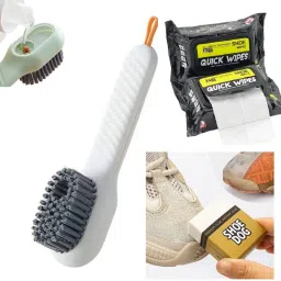 KUNYA Shoe Sneaker Cleaning Combo kit (Wipe + Brush + Shoe Eraser) Shoe Care Kit-image-42