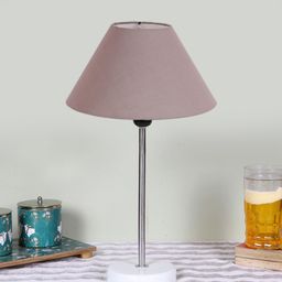 Devansh Grey & White Textured Cotton Shade Frustum Shape Table Lamp-20