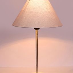 Devansh Grey & White Textured Cotton Shade Frustum Shape Table Lamp image 3