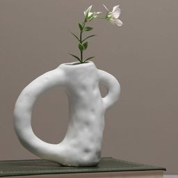 Bonhomie White Abstract Shaped Minimalistic Ceramic Vase-image-46